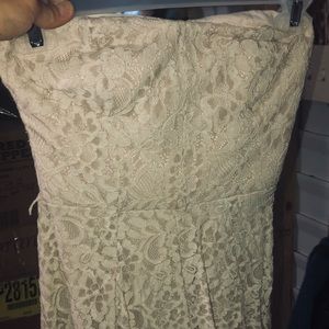 Women’s strapless cream and Lacey summer dress